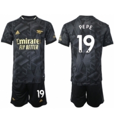 Men's Arsenal F.C #19 Nicolas Pépé 2023 Black Away Soccer Jersey Suit