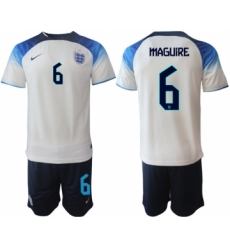Mens England #6 Maguire White Home Soccer Jersey Suit
