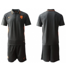 Men's Netherlands Custom Euro 2021 Soccer Jersey and Shorts Black