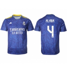 Men's Real Madrid #4 David Alaba 2021-22 Blue Away Soccer Jersey