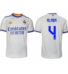 Men's Real Madrid #4 David Alaba 2021-22 White Home Soccer Jersey
