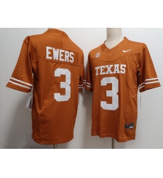 Men's Texas Longhorns #3 Quinn Ewers Orange FUSE College Stitched Jersey