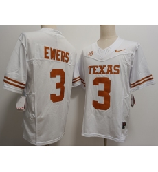 Men's Texas Longhorns #3 Quinn Ewers White FUSE Stitched Jersey