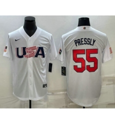 Men's USA Baseball 2023 White World Baseball Blank Classic Replica Stitched Jersey
