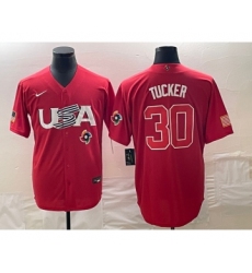 Men's USA Baseball #30 Kyle Tucker Number 2023 Red World Classic With Patch Stitched Jersey2