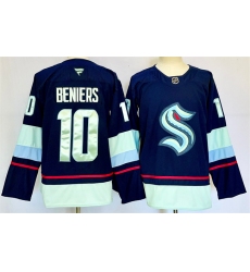 Men's Seattle Kraken #10 Matty Beniers Navy 2024-25 Home Stitched Hockey Jersey