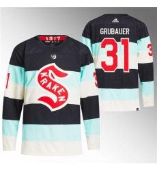 Men's Seattle Kraken #31 Philipp Grubauer Deep Sea Blue 2024 Winter Classic Primegreen Stitched Jersey