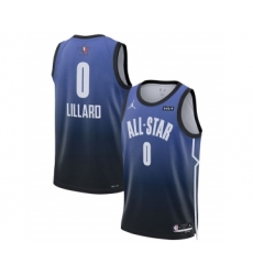 Men's 2023 All-Star #0 Damian Lillard Blue Game Swingman Stitched Basketball Jersey