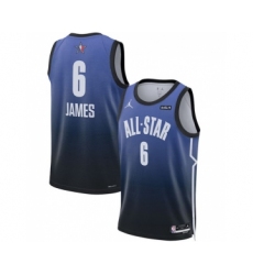 Men's 2023 All-Star #6 LeBron James Blue Game Swingman Stitched Basketball Jersey