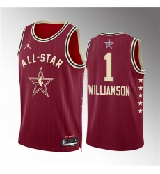 Men's 2024 All-Star #1 Zion Williamson Crimson Stitched Basketball Jersey