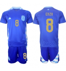 Men's Argentina #8 Enzo Blue 2024-25 Away SoccerJersey Suit