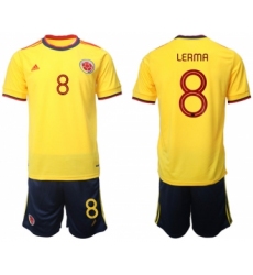 Men's Colombia #10 James Yellow Home Soccer Jersey Suit