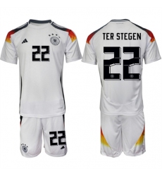 Men's Germany #22 Ter Stegen White 2024-25 Home Soccer Jersey Suit