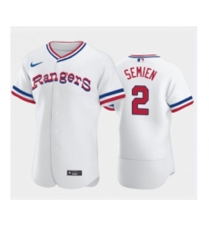 Men's Texas Rangers #2 Marcus Semien White Throwback Stitched Flex Base Nike Jersey