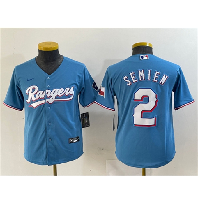Women's Texas Rangers #2 Marcus Semien Blue With Stitched Baseball Jersey(Run Small)