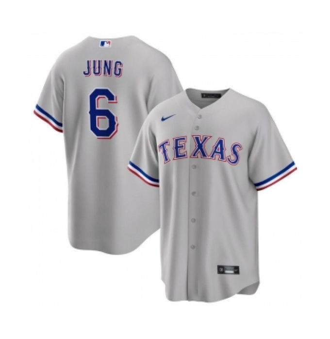 Men's Texas Rangers #6 Josh Jung Gray Cool Base Stitched Baseball Jersey