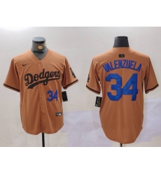 Men's Los Angeles Dodgers #34 Toro Valenzuela Number Olive Cool Base Limited Stitched Jerseys