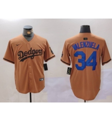 Men's Los Angeles Dodgers #34 Toro Valenzuela Olive Cool Base Limited Stitched Jersey