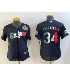 Women's Los Angeles Dodgers #34 Toro Valenzuela Black Mexico 2024 World Series Cool Base Stitched Jersey(Run Small)