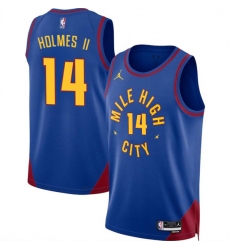 Men's Denver Nuggets #14 DaRon Holmes II Blue 2024 Draft Statement Edition Stitched Basketball Jersey