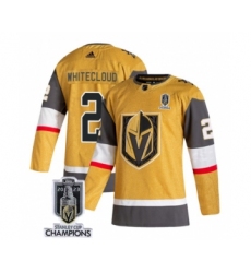 Men's Vegas Golden Knights #2 Zach Whitecloud Gold 2023 Stanley Cup Champions Stitched Jersey