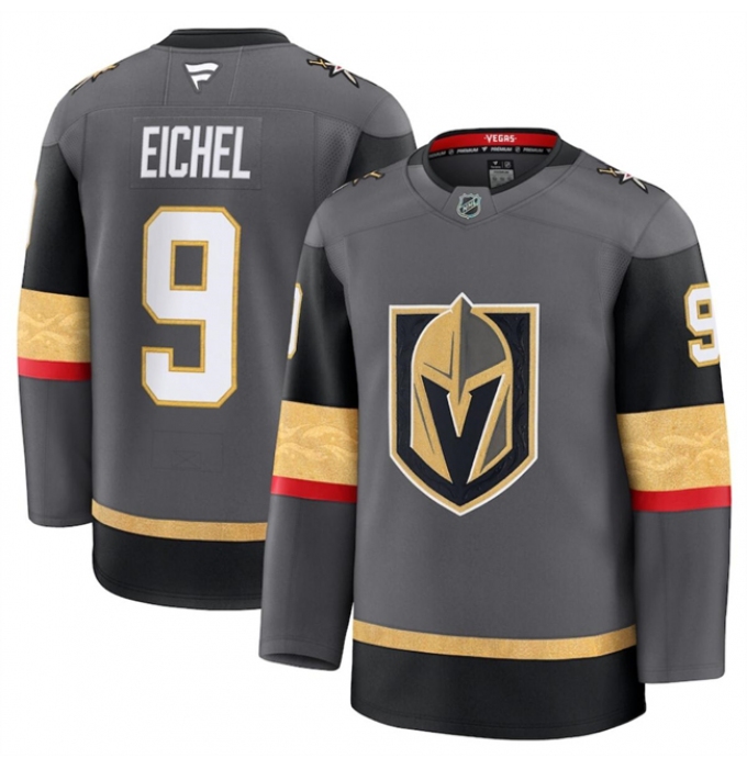 Men's Vegas Golden Knights Grey #9 Jack Eichel 2024-25 Alternate Stitched Hockey Jersey