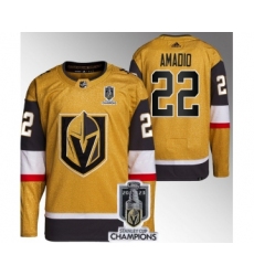 Men's Vegas Golden Knights #22 Michael Amadio Gold 2023 Stanley Cup Champions Stitched Jersey