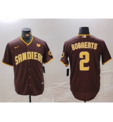 Men's San Diego Padres #2 Xander Bogaerts Brown With PS Cool Base Stitched Jersey