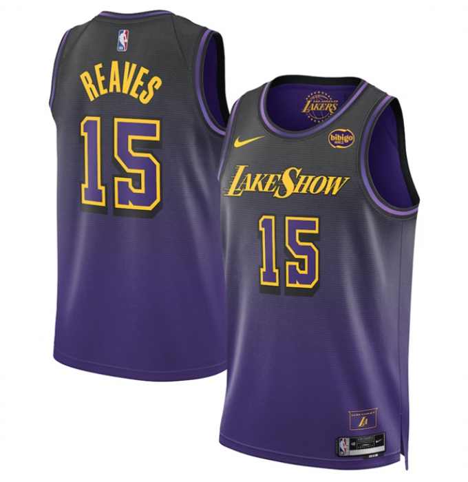 Men's Los Angeles Lakers #15 Austin Reaves Purple 2024 25 City Edition Stitched Basketball Jersey