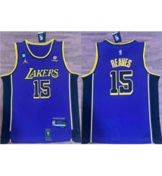 Men's Los Angeles Lakers #15 Austin Reaves Purple With NO.6 Stitched Basketball Jersey