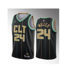 Men's Charlotte Hornets #24 Brandon Miller Black 2023 Draft City Edition Stitched Basketball Jersey