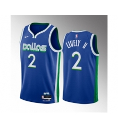 Men's Dallas Mavericks #2 Dereck Lively II Blue 2023 Draft City Edition Stitched Basketball Jersey