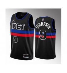 Men's Detroit Pistons #9 Ausar Thompson Black 2023 Draft Statement Edition Stitched Basketball Jersey