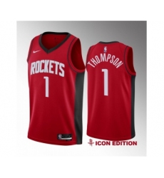 Men's Houston Rockets #1 Amen Thompson Red 2023 Draft Swingman Icon Edition Stitched Basketball Jersey