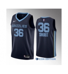 Men's Memphis Grizzlies #36 Marcus Smart Navy 2023 Draft Icon Edition Stitched Basketball Jersey