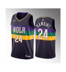 Men's New Orleans Pelicans #24 Jordan Hawkins Purple 2023 Draft City Edition Stitched Basketball Jersey