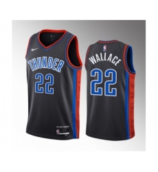 Men's Oklahoma City Thunder #22 Cason Wallace Black 2023 Draft City Edition Stitched Basketball Jersey