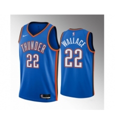 Men's Oklahoma City Thunder #22 Cason Wallace Blue 2023 Draft Icon Edition Stitched Basketball Jersey