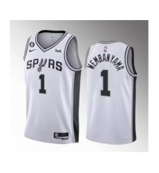 Men's San Antonio Spurs #1 Victor Wembanyama White 2022-23 Association Edition With NO.6 Stitched Basketball Jersey