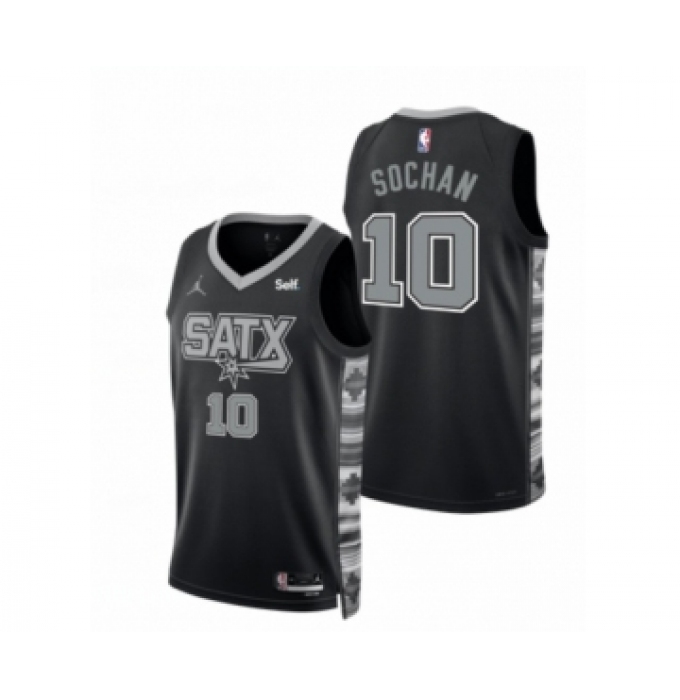 Men' San Antonio Spurs #10 Jeremy Sochan 2022-23 Black Stitched Jersey