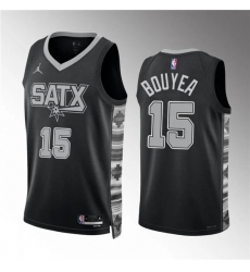 Men's San Antonio Spurs #15 Jamaree Bouyea Black Statement Edition Stitched Basketball Jersey