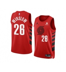 Men's Portland Trail Blazers #26 Justise Winslow 2022-23 Red Statement Edition Swingman Stitched Basketball Jersey