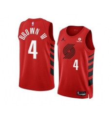 Men's Portland Trail Blazers #4 Greg Brown III 2022-23 Red Statement Edition Swingman Stitched Basketball Jersey