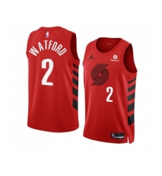 Men's Portland Trail Blazers #2 Trendon Watford 2022-23 Red Statement Edition Swingman Stitched Basketball Jersey