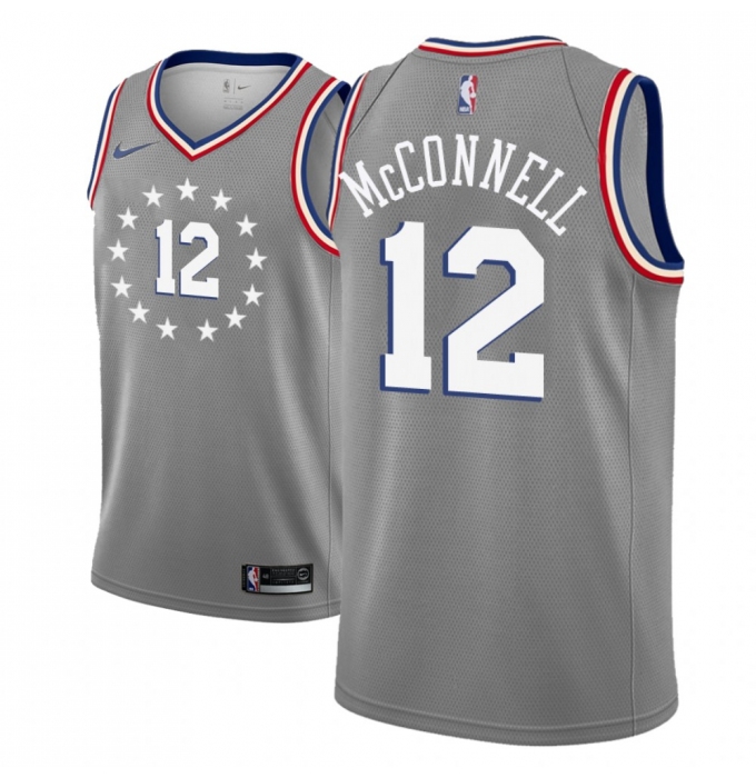 Men NBA 2018-19 Philadelphia 76ers #12 T J  McConnell City Edition Gray Jersey