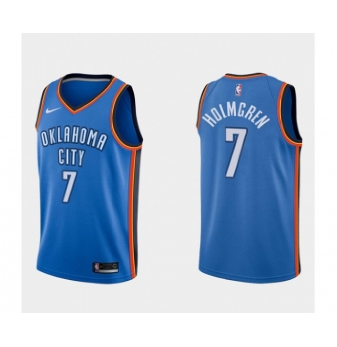 Men's Oklahoma City Thunder #7 Chet Holmgren 2022 Draft Blue Stitched NBA Jersey