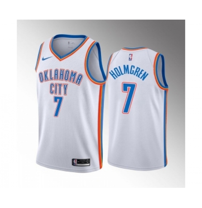 Men's Oklahoma City Thunder #7 Chet Holmgren 2022 Draft White Stitched NBA Jersey