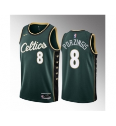 Men's Boston Celtics #8 Kristaps Porzingis Green2023 Draft City Edition Stitched Basketball Jersey