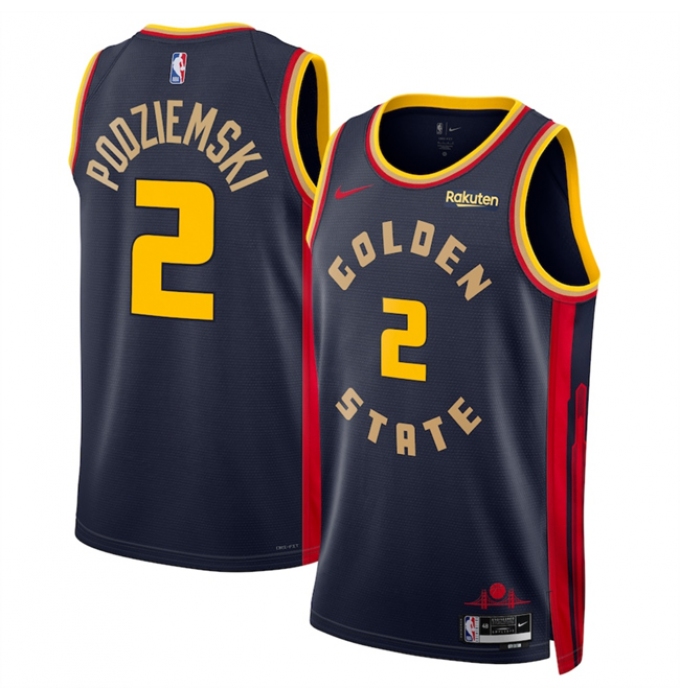 Men's Golden State Warriors #2 Brandin Podziemski Navy 2024-25 City Edition Stitched Basketball Jersey