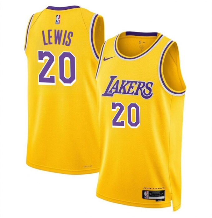 Men's Los Angeles Lakers #20 Maxwell Lewis Yellow 2024 Icon Edition Stitched Basketball Jersey